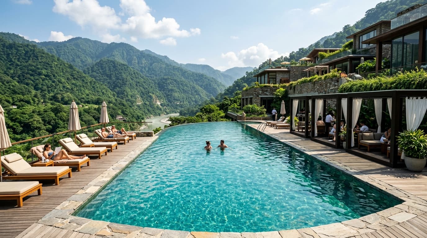 Pool party at Varanyam Resort in Rishikesh